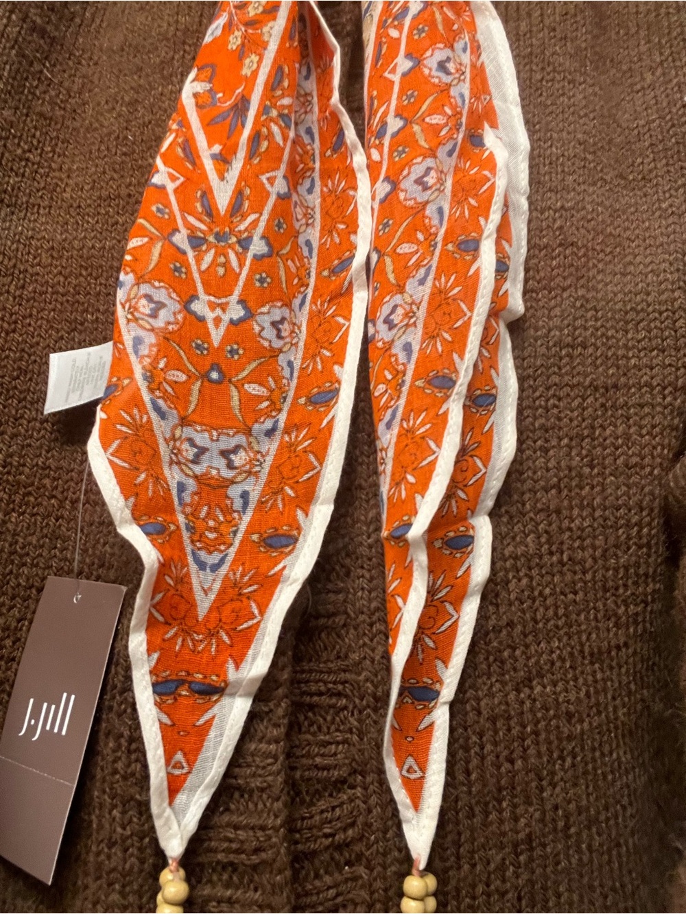 J. Jill Orange Floral Tassel Scarf - Picture 4 of 8